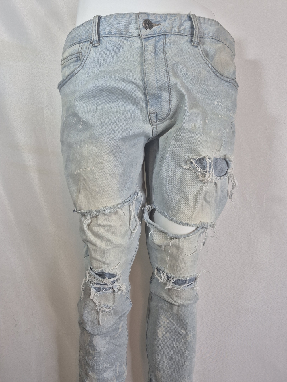Smoke Rise NY Light Blue Distressed Men’s Ripped Jeans